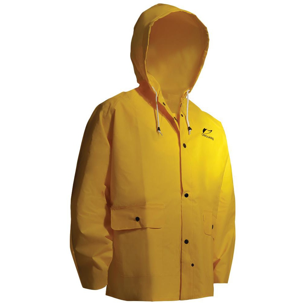 Rain Jacket: Size 2X-Large, ASTM D6413, Yellow, Nylon & PVC
