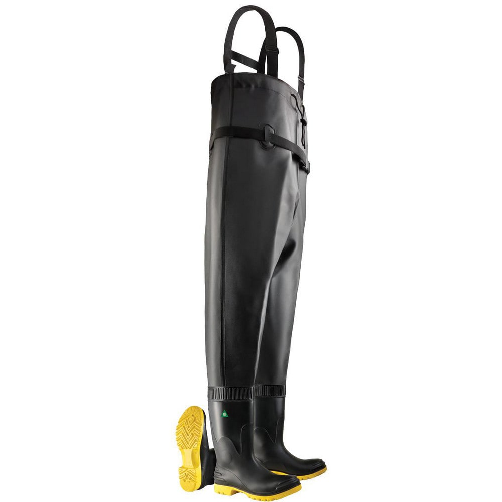 Hip & Chest Wader: Wader, Black, PVC, Size 7