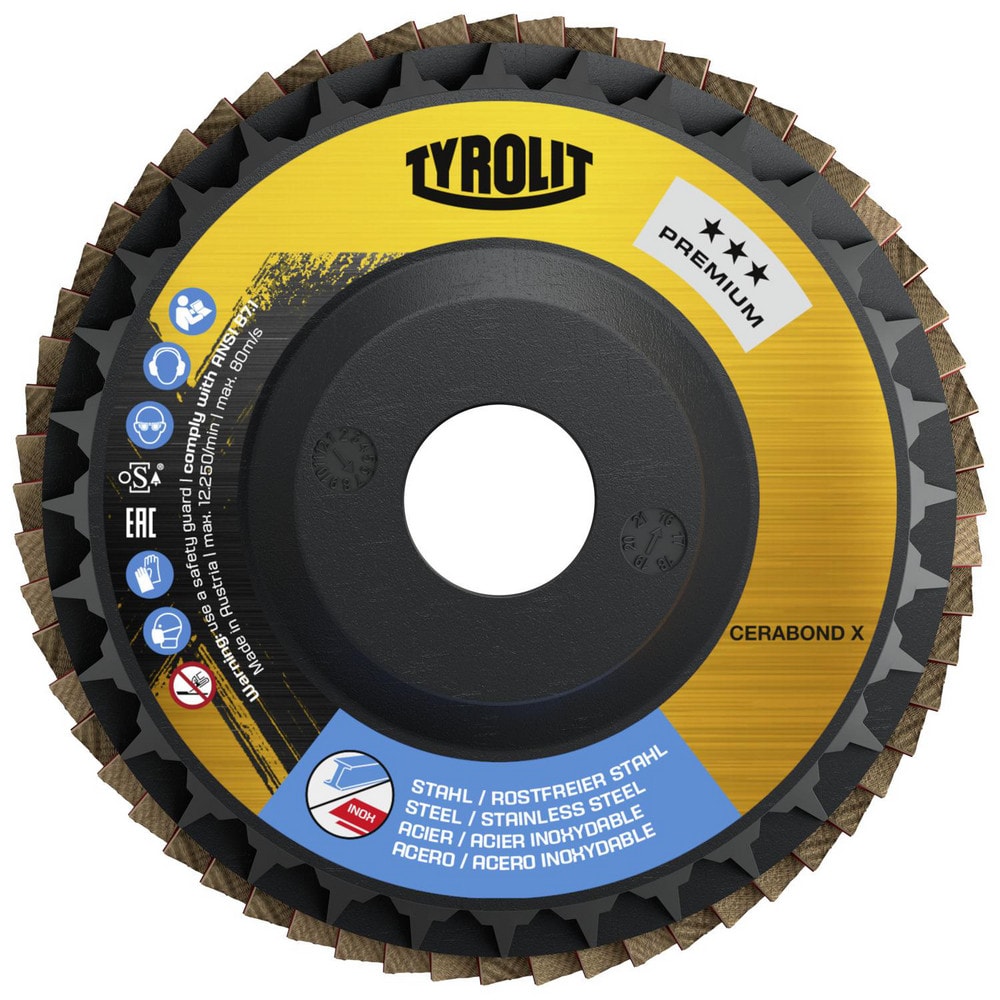 Flap Disc: 4-1/2" Dia, 7/8" Hole, 80 Grit, Ceramic, Type 29