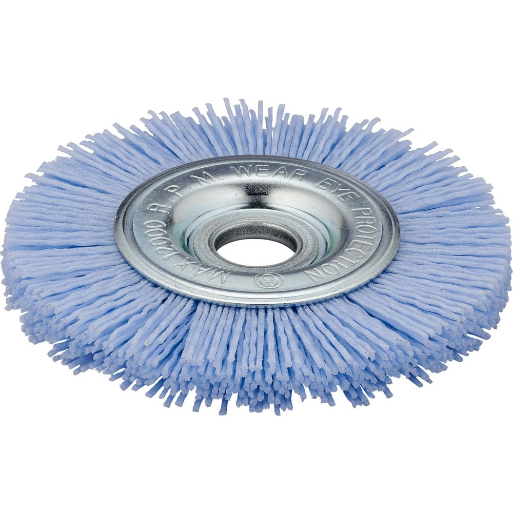 Wheel Brush: 4" Wheel Dia, 1/2" Face Width, 0.0280" Wire Dia, Crimped