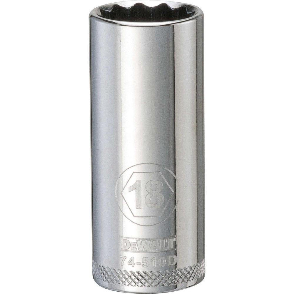 Deep Hand Socket: 3/8" Drive, 18.00 mm Socket, 12-Point