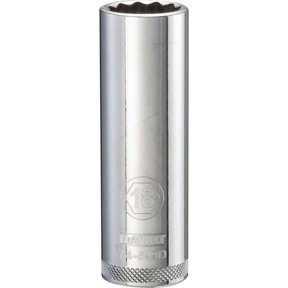 Deep Hand Socket: 1/2" Drive, 18.00 mm Socket, 12-Point