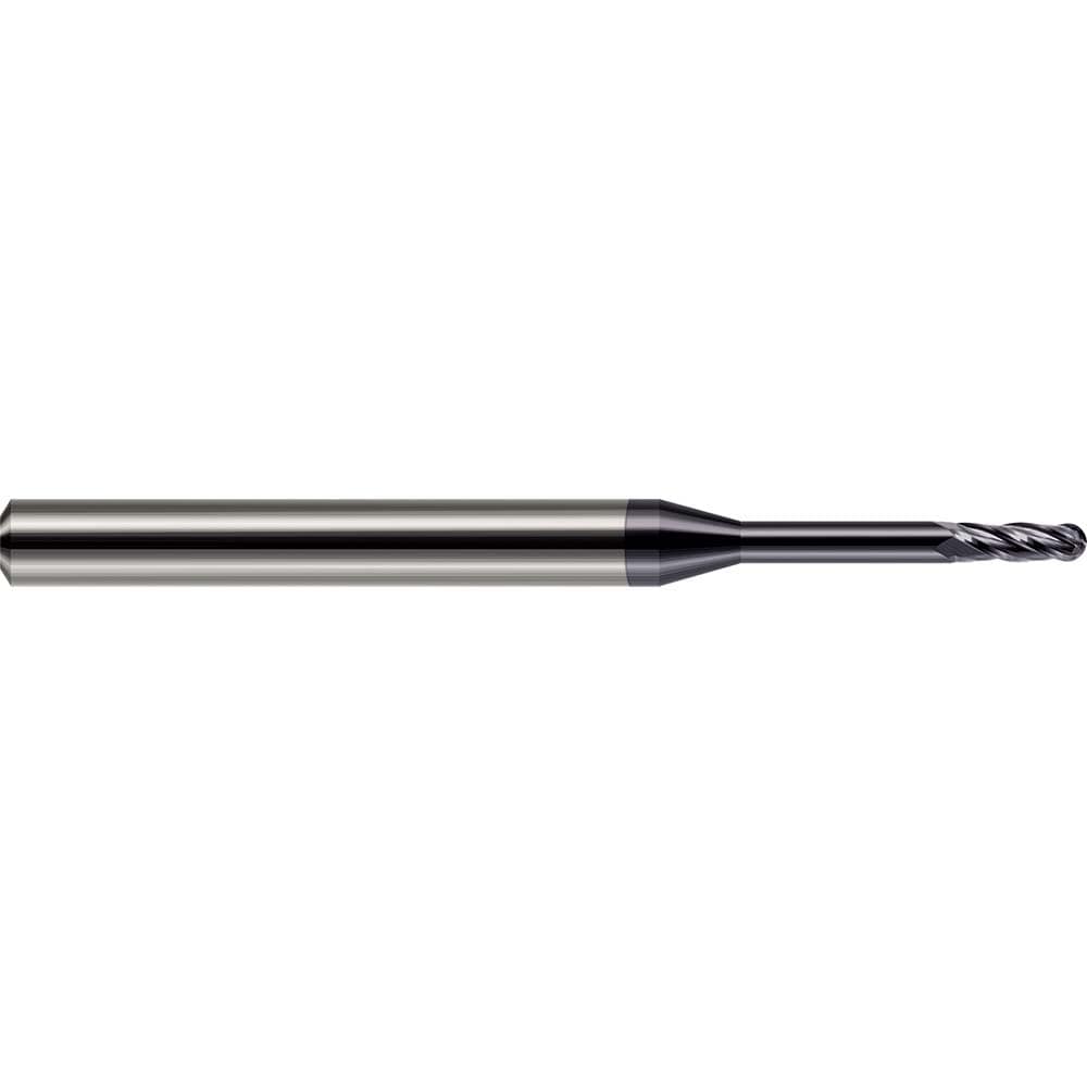 Ball End Mill: 1/16" Dia, 0.1860" LOC, 4 Flute, Solid Carbide