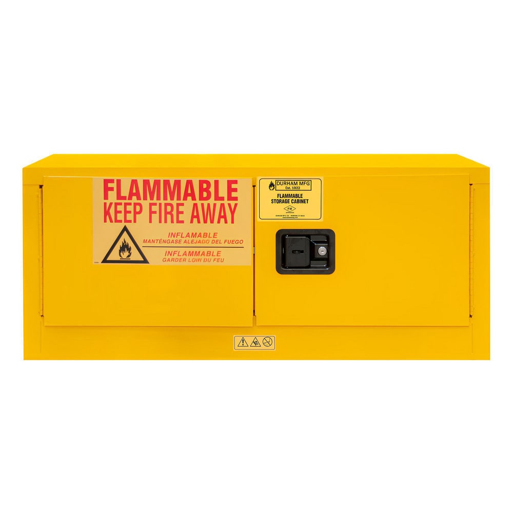Flammable & Hazardous Storage Cabinets: 12.000 gal Drum, 2.000 Door, 1 Shelf, Manual Closing, Safety Yellow