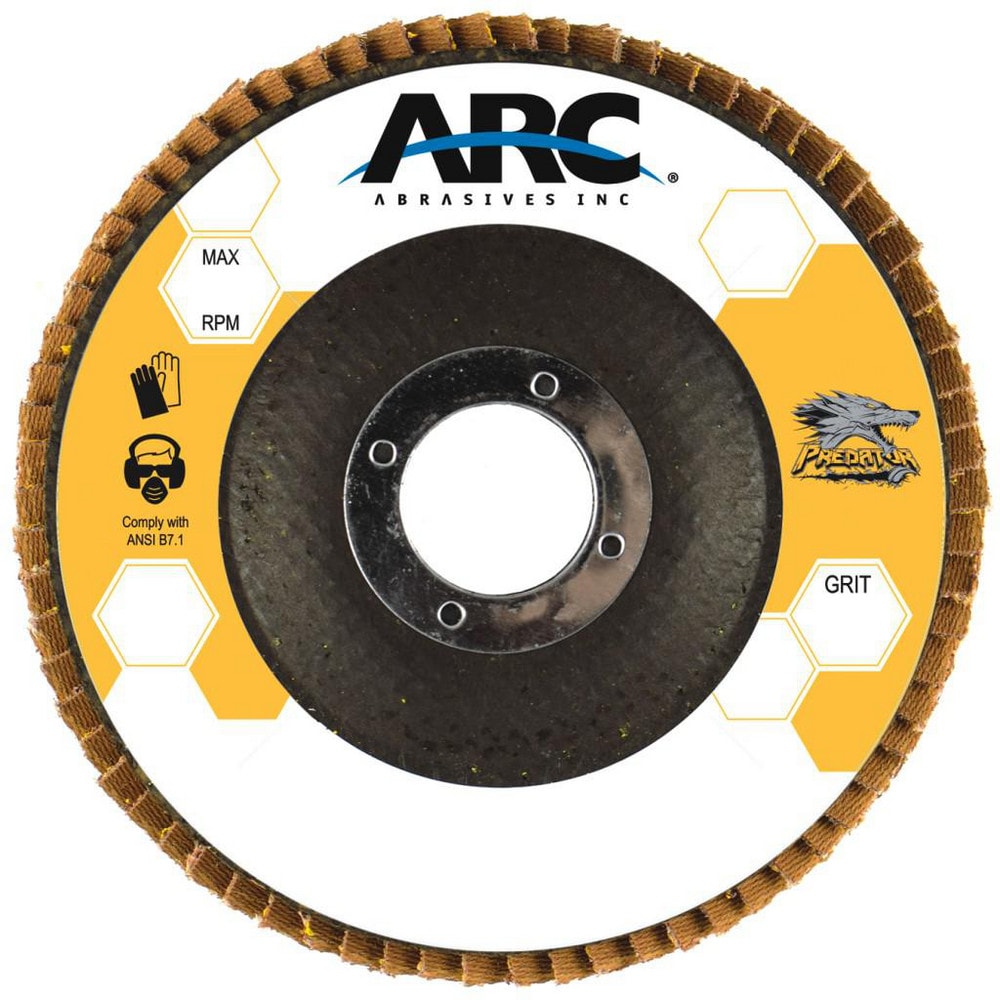 Flap Disc: 7" Dia, 5/8-11" Hole, 36 Grit, Ceramic Alumina, Type 29