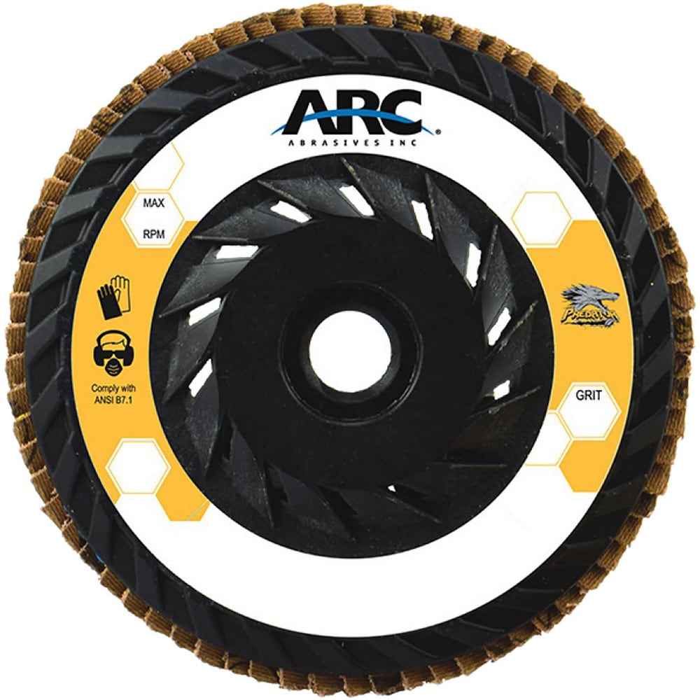 Flap Disc: 4.5" Dia, 5/8-11" Hole, 80 Grit, Ceramic Alumina, Type 27