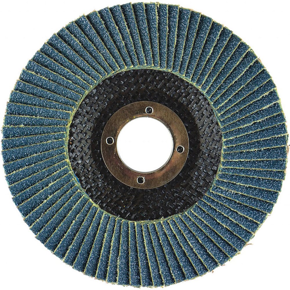 Flap Disc: 4.5" Dia, 7/8" Hole, 60 Grit, Zirconia Alumina, Type 29