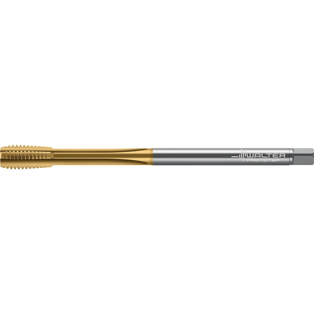 Straight Flute Tap: M10 x 1.5 M, 3 Flute, Semi-Bottoming Chamfer, 6HX Class of Fit, HSS-E, TiN Finish