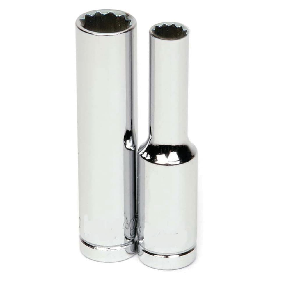 Deep Socket Hand Socket: 1/4" Drive, 9.00 mm Socket, 12-Point