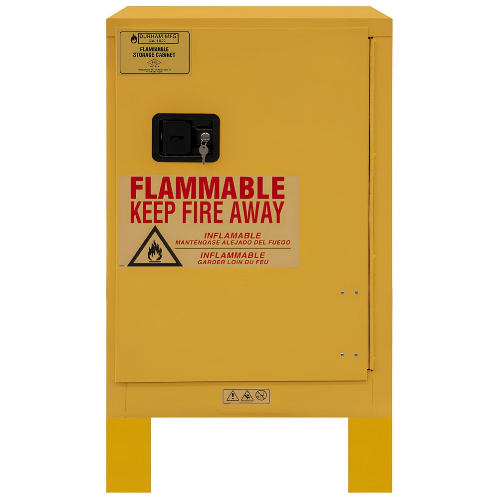 Flammable & Hazardous Storage Cabinets: 12.000 gal Drum, 1.000 Door, 1 Shelf, Manual Closing, Safety Yellow