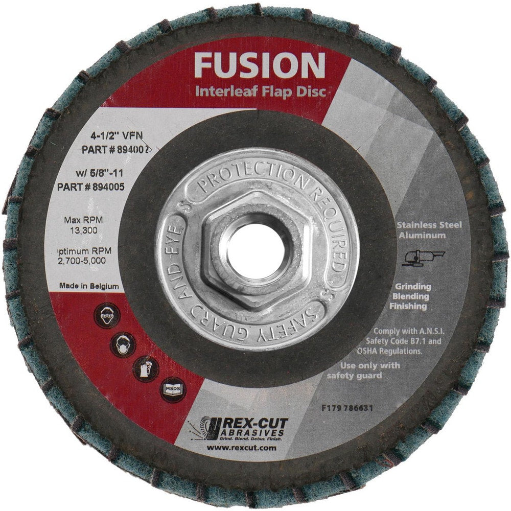 Flap Disc: 4-1/2" Dia, 7/8" Hole, 120 Grit, Aluminum Oxide, Type 27