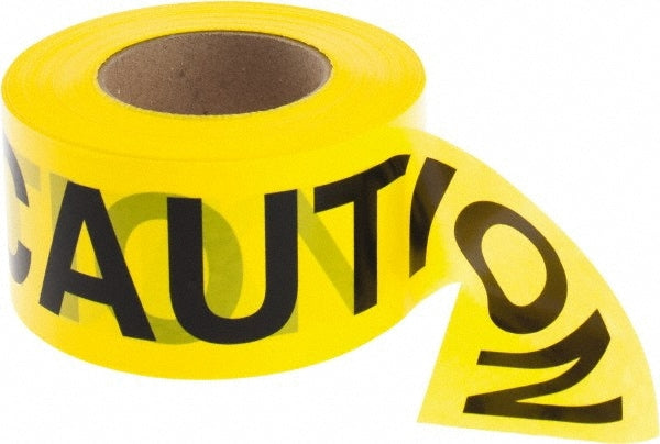 Barricade Tape: Yellow, Message:" Caution Caution", 3.0000" Width, 1000.00' Length