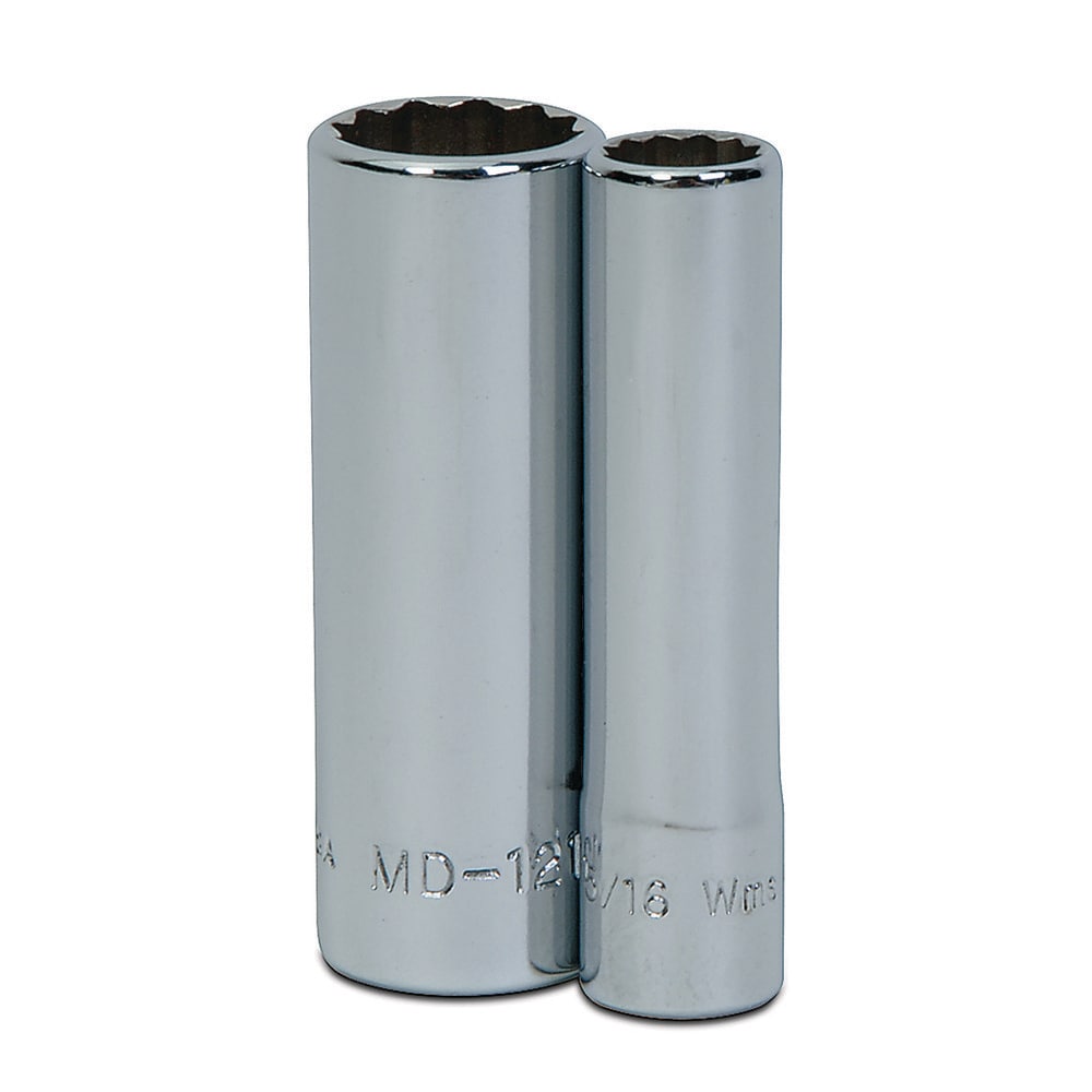 Deep Socket Hand Socket: 1/4" Drive, 3/8" Socket, 12-Point
