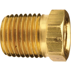Brass & Chrome Pipe Fittings; Fitting Type: Reducer Bushing Male to Female; Fitting Size: 1/4 x 1/8; End Connections: MNPT x FNPT; Material Grade: CA360; Connection Type: Threaded; Pressure Rating (psi): 1000; Fitting Shape: Straight; Thread Standard: NPT