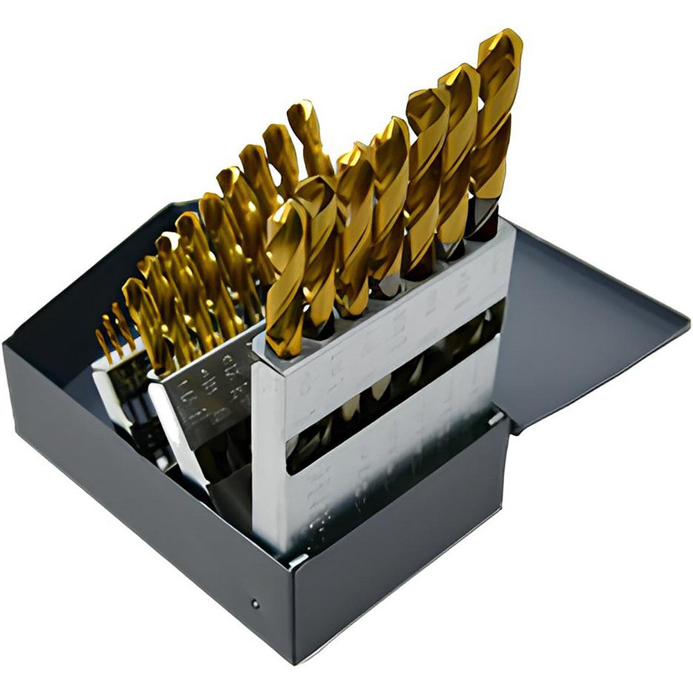 15PC 135° HS-CO HD Jobber Lgth Drill TiN-Tipped Set