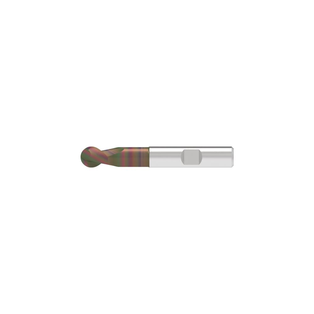 Ball End Mill: 16.00 mm Dia, 20.00 mm LOC, 2 Flute, Solid Carbide