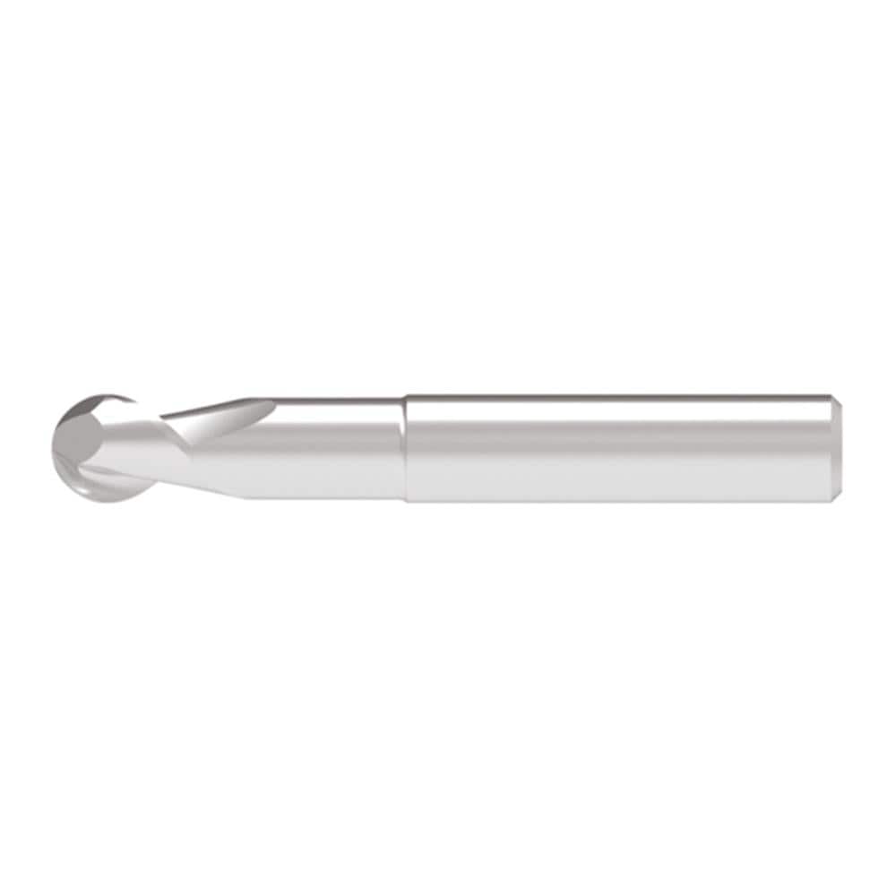 Ball End Mill: 10.00 mm Dia, 13.00 mm LOC, 2 Flute, Solid Carbide