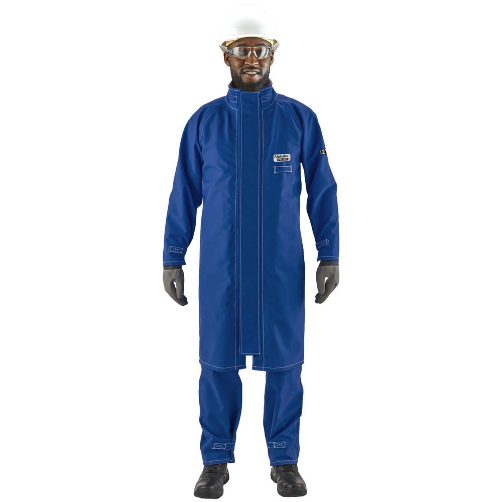 Rain & Chemical Resistant Coat: Large, Blue, 39-42" Chest, Nomex