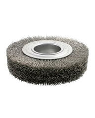 8″ Diameter × 1 3/8″ Width, Carbon Steel, 0.014″ Crimped Bristle, Wheel Brush