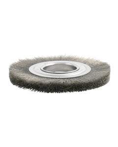 4″ Diameter × 3/8″ Width, Stainless Steel, 0.008″ Crimped Bristle, Wheel Brush