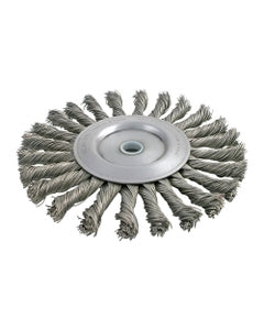 8″ Diameter × 0.562″ Width, Carbon Steel, 0.030″ Knotted Bristle, Wheel Brush