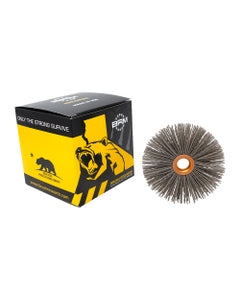 3 1/2″ Diameter × 3/4″ Width, 120 Grit, Aluminum Oxide, 0.040″ Crimped Bristle, Wheel Brush