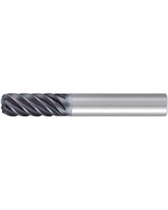 Corner Radius End Mill; 3/4″ Dia. × 1-1/2″ LOC × 3/4″ Shank Dia. × 4″ OAL ; 6 FL ; Carbide ; AlCr ; 0.09″ R