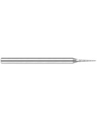 0.045″ Dia. × 0.36″ LOC × 3/16″ Shank Size × 3″ OAL, 3 Flute, 10 Degrees Body Half Taper Angle, Carbide, Uncoated, Square, Tapered End Mill