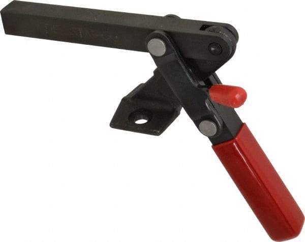 De-Sta-Co - 1,000 Lb Holding Capacity, Vertical Handle, Manual Hold Down Toggle Clamp - 65° Handle Movement, 195° Bar Opening, Solid Bar, Flanged Base, Electro-Plated Zinc, Carbon Steel - Benchmark Tooling