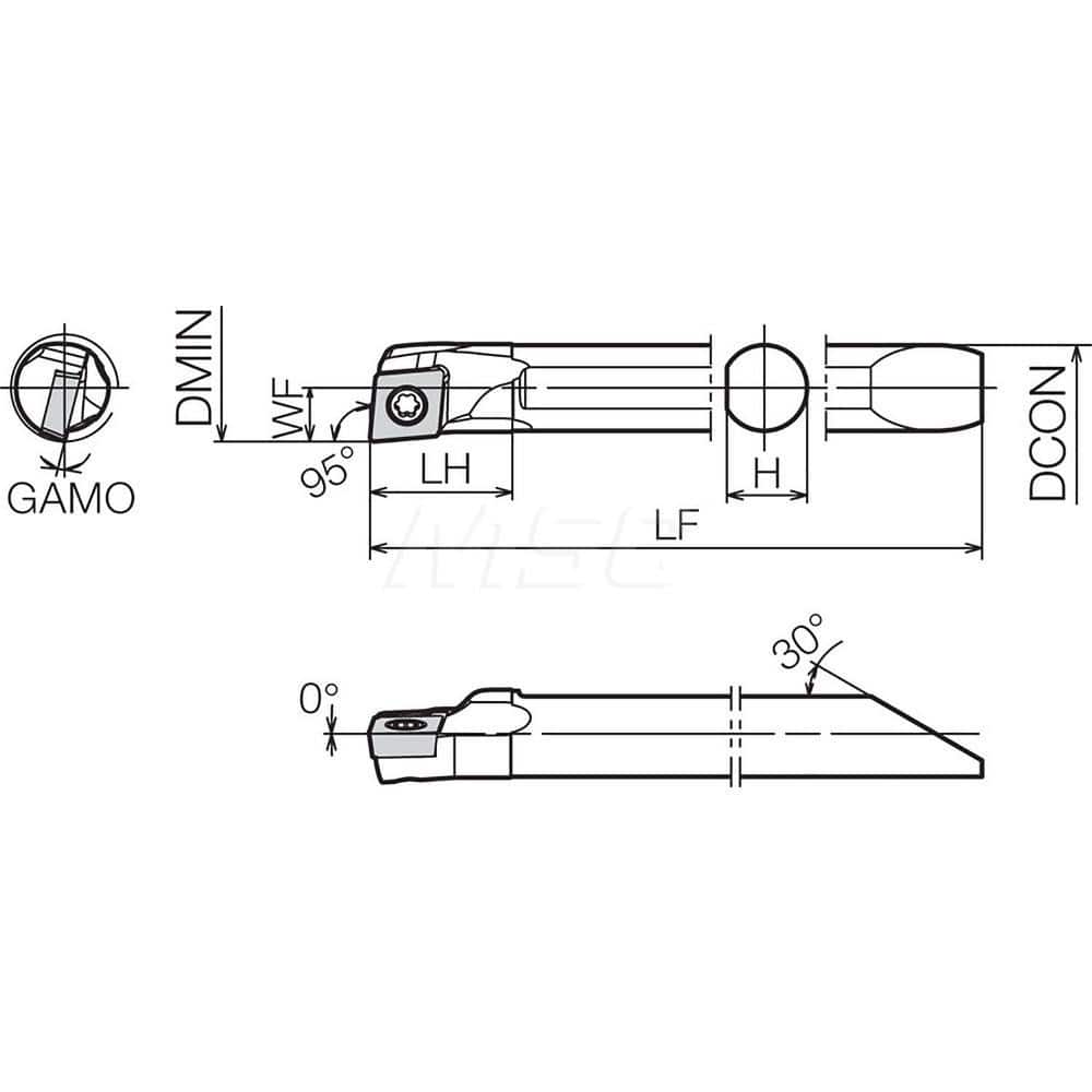 Indexable Boring Bar: S080XSCLCR06100EZP, 10.00 mm Min Bore, 8.00 mm Shank Dia, N/A Steel Screw, Uses CCGT215 ™, CCMT215 ™, CCET215 ™, CCGW215 ™ & CCMW215 ™ Inserts