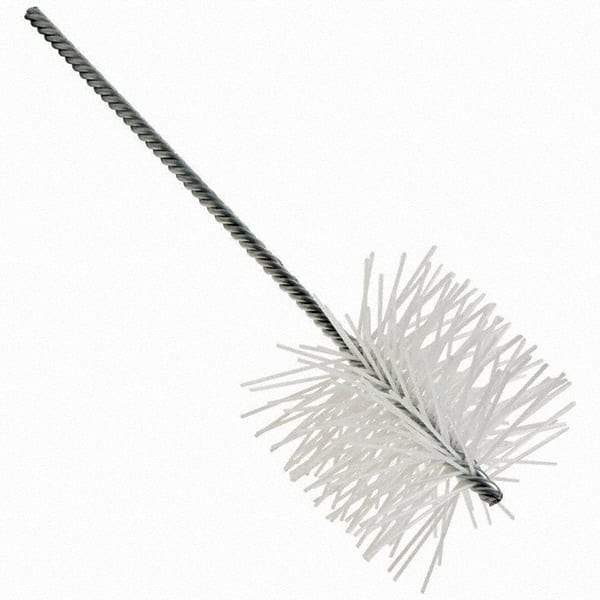 Brush Research Mfg. - 5-1/2" Diam Helical Nylon Tube Brush - Single Spiral, 0.079" Filament Diam, 8" Brush Length, 8" OAL, 0.292" Diam Galvanized Steel Shank - Benchmark Tooling