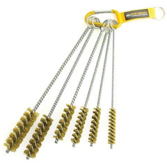 Brush Research Mfg. - 1" Diam Helical Brass Tube Brush - Single Spiral, 0.01" Filament Diam, 3" Brush Length, 12" OAL, 0.245" Diam Galvanized Steel Shank - Benchmark Tooling