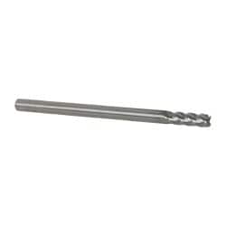 Accupro - 1/4", 3/4" LOC, 1/4" Shank Diam, 4" OAL, 4 Flute, Solid Carbide Square End Mill - Single End, Uncoated, Spiral Flute, 40° Helix, Centercutting, Right Hand Cut, Right Hand Flute - Benchmark Tooling
