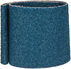 Made in USA - 4" Wide x 36" OAL, 24 Grit, Zirconia Alumina Abrasive Belt - Zirconia Alumina, Very Coarse, Coated, X Weighted Cloth Backing - Benchmark Tooling