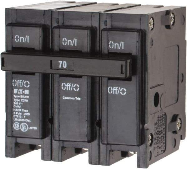 Eaton Cutler-Hammer - 70 Amp, 240 VAC, 3 Pole, Plug In Type BR Circuit Breaker - Magnetic Trip, 10 kA Breaking Capacity, 4-1/0 AWG - Benchmark Tooling