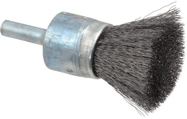 Osborn - 3/4" Brush Diam, Crimped, End Brush - 1/4" Diam Shank, 20,000 Max RPM - Benchmark Tooling