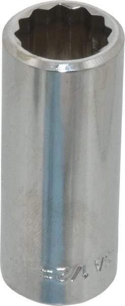 Blackhawk by Proto - 1/2", 3/8" Drive, Deep Hand Socket - 12 Points, 1-13/16" OAL, Chrome Finish - Benchmark Tooling