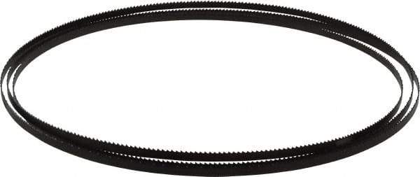 Starrett - 10 TPI, 7' 9-1/2" Long x 1/4" Wide x 0.025" Thick, Welded Band Saw Blade - Carbon Steel, Toothed Edge, Raker Tooth Set, Flexible Back, Contour Cutting - Benchmark Tooling