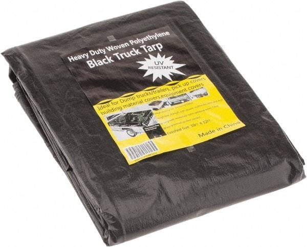 Value Collection - 12' Long x 10' Wide Polyethylene Tarp & Dust Cover - Black, Grommet, 11 to 12 mil Thickness - Benchmark Tooling