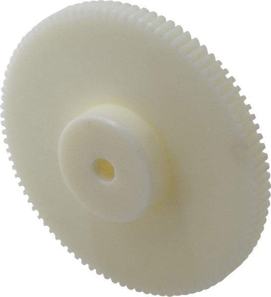 Poly Hi Solidur - 16 Pitch, 6" Pitch Diam, 6-1/8" OD, 96 Tooth Spur Gear - 1/2" Face Width, 1/2" Bore Diam, 2-1/4" Hub Diam, 14.5° Pressure Angle, Nylon - Benchmark Tooling