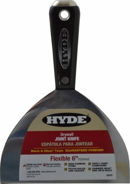 Hyde Tools - 6" Wide Carbon Steel Taping Knife - Flexible, Hammerhead Nylon Handle, 8-1/2" OAL - Benchmark Tooling