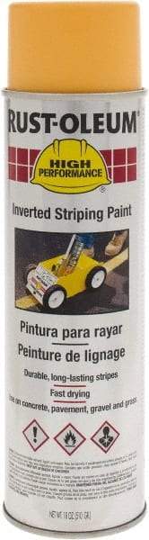 Rust-Oleum - 18 fl oz Yellow Striping Paint - 275' to 300' Coverage at 3" Wide, Solvent-Based Formula - Benchmark Tooling
