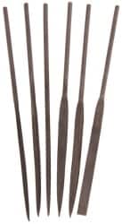 Value Collection - 6 Piece Swiss Pattern File Set - 4" Long, 2 Coarseness, Set Includes Equalling, Flat, Half Round, Round, Square, Three Square - Benchmark Tooling