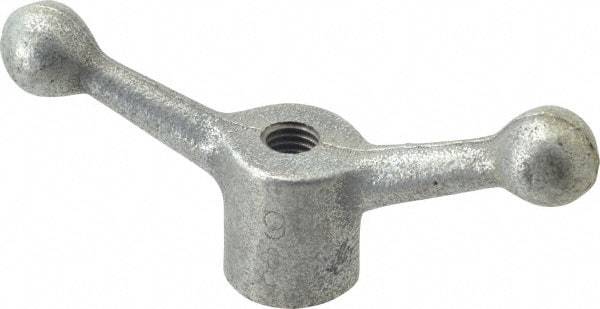 Gibraltar - 2 Offset Arms, 5/8-11" Hole, Zinc Plated, Tapped Speed Handle - 2-1/2" High, 9/16" Arm Diam, 1-3/8" Hub Diam, 7/8" Ball Diam - Benchmark Tooling