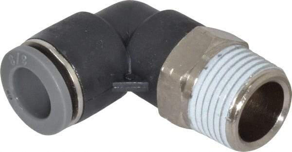Norgren - 3/8" Tube OD, 3/8 NPTF Brass Push-to-Connect Tube Male Swivel Elbow - Tube to Male NPT Connection, 150 Max psi, Nitrile O-Ring, 0 to 175°F Working Temp - Benchmark Tooling
