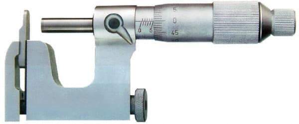 Value Collection - 25 to 50 mm Range, Carbide Face, Satin Chrome Coated, Mechanical Multi Anvil Micrometer - Friction Thimble, 0.01 mm Graduation, 0.0001 Inch Accuracy - Benchmark Tooling