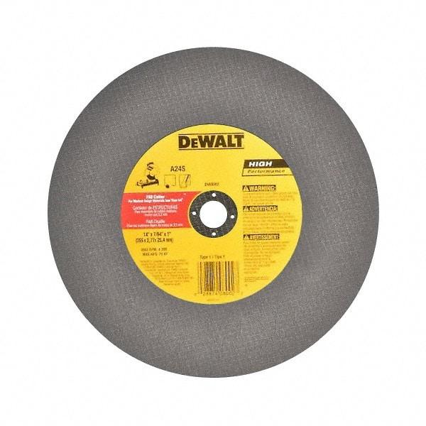 DeWALT - 14" Aluminum Oxide Cutoff Wheel - 7/64" Thick, 1" Arbor, 4,300 Max RPM, Use with Stationary Tools - Benchmark Tooling