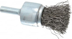 Anderson - 3/4" Brush Diam, Crimped, End Brush - 1/4" Diam Shank, 22,000 Max RPM - Benchmark Tooling