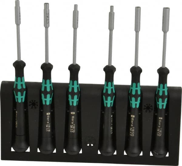 Wera - 6 Piece 2 to 5mm Electronic Nutdriver Set - Standard Shaft, Ergonomic Handle - Benchmark Tooling