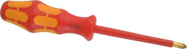 Wera - #2, 8" OAL, Insulated Phillips Screwdriver - 4" Blade Length, Round Shank, Ergonomic Handle - Benchmark Tooling